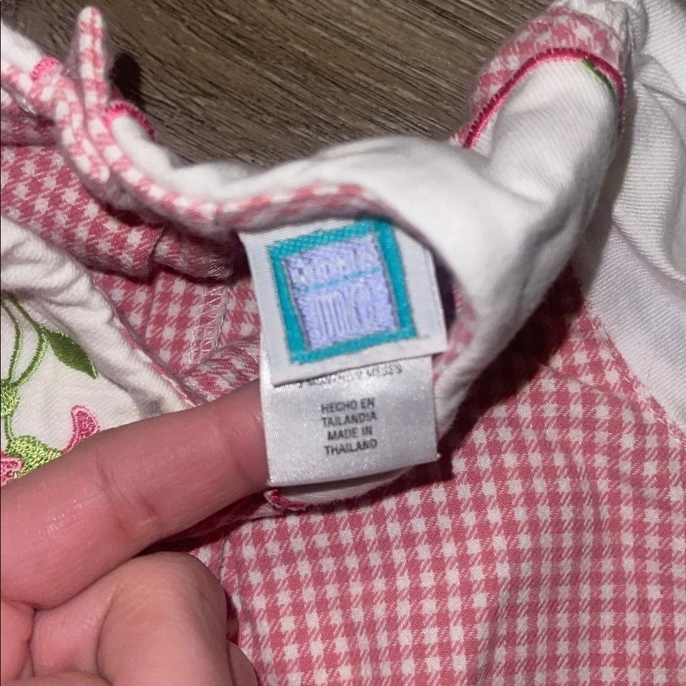 Vinatage little me Pink Gingham Baby Dress with White Sleeves floral size 18